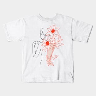 Woman Flower Line Kids T-Shirt